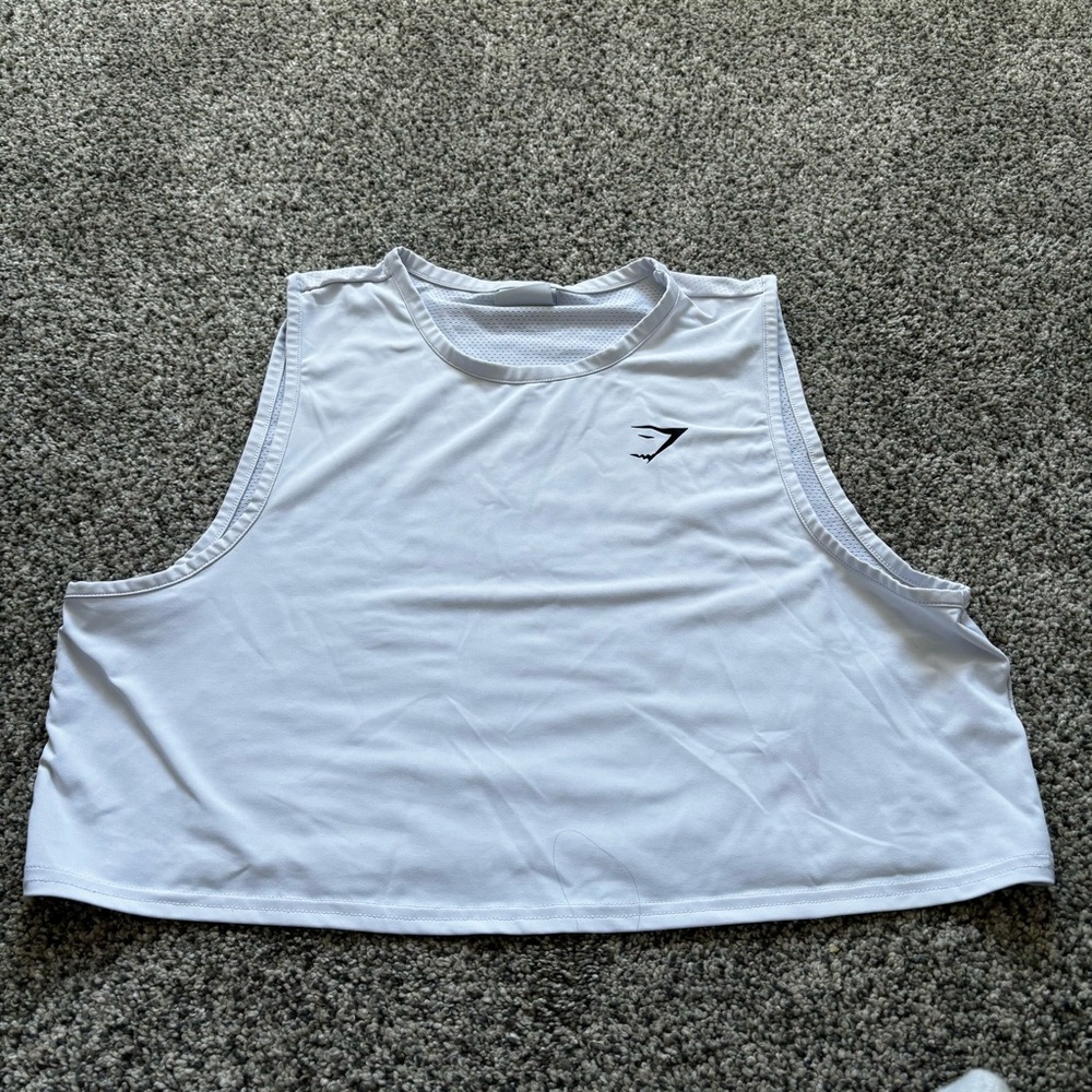 Gymshark White Sleeveless Muscle Tee Crop